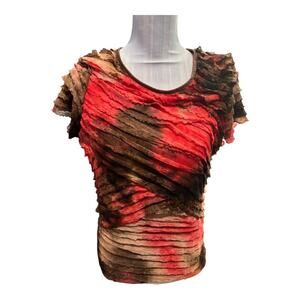 Notations Brown & Red Tie Dye Blouse Size L
